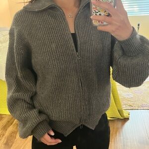 Oak + Fort zip-up sweater (size S)